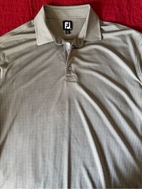 FootJoy Men's Light Gray Micro-Check Performance Polo